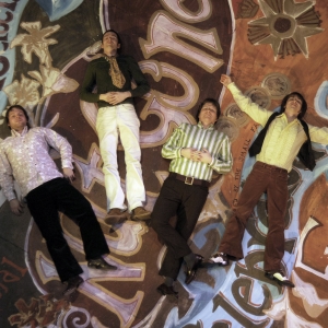 Small Fakers tribute band lying on images of Ogden's Nut Gone Flake