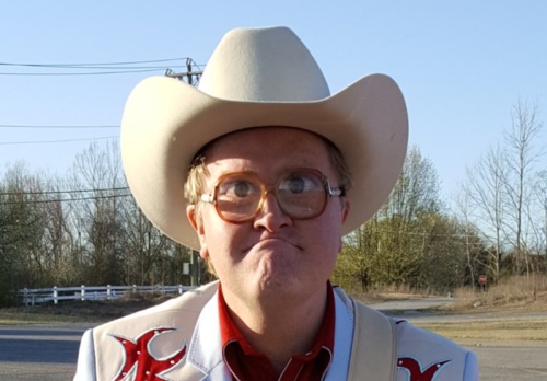 Bubbles from Trailer Park Boys in cowboy hat and suit