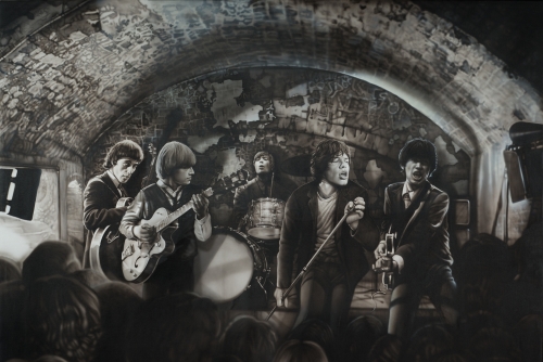 Shannon painting of The Rolling Stones at The Cavern Club, Liverpool.