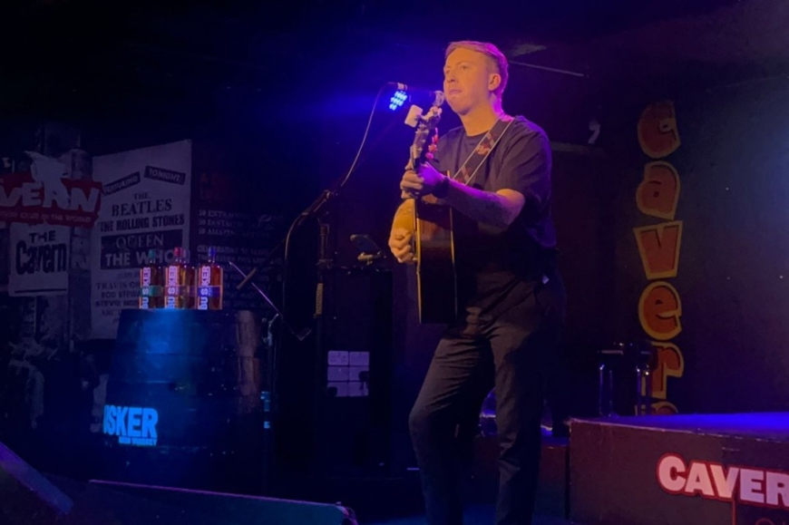 Busker event at The Cavern Club 2023 featuring Martin Quinn on the Live Lounge stage.