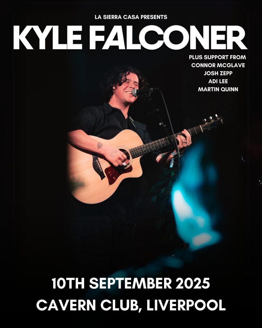Kyle Falconer performing live on stage with acoustic guitar at The Cavern Club Liverpool, 10 September 2025