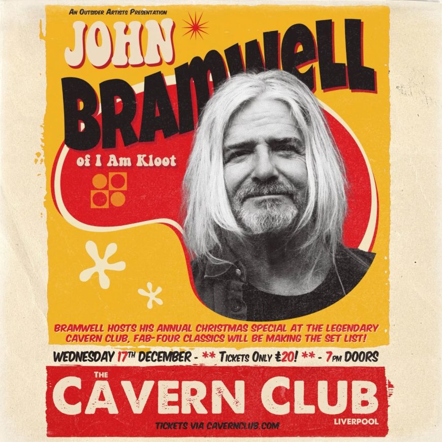 Event poster for John Bramwell of I Am Kloot performing his annual Christmas special at The Cavern Club Liverpool on 17 December 2025.