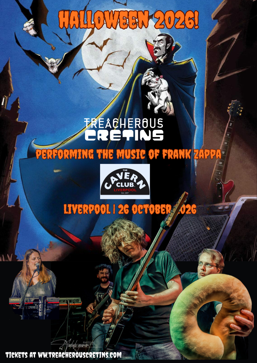 Treacherous Cretins performing Frank Zappa music live at The Cavern Club Liverpool Halloween show